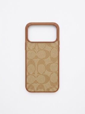 Beige Silicone Phone Case for iPhone 17 Pro Max with Tan Trim